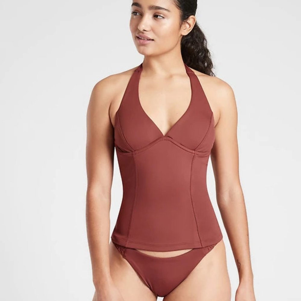 Athleta Sculpted Halter Tankini 34D/DDT Red Clay